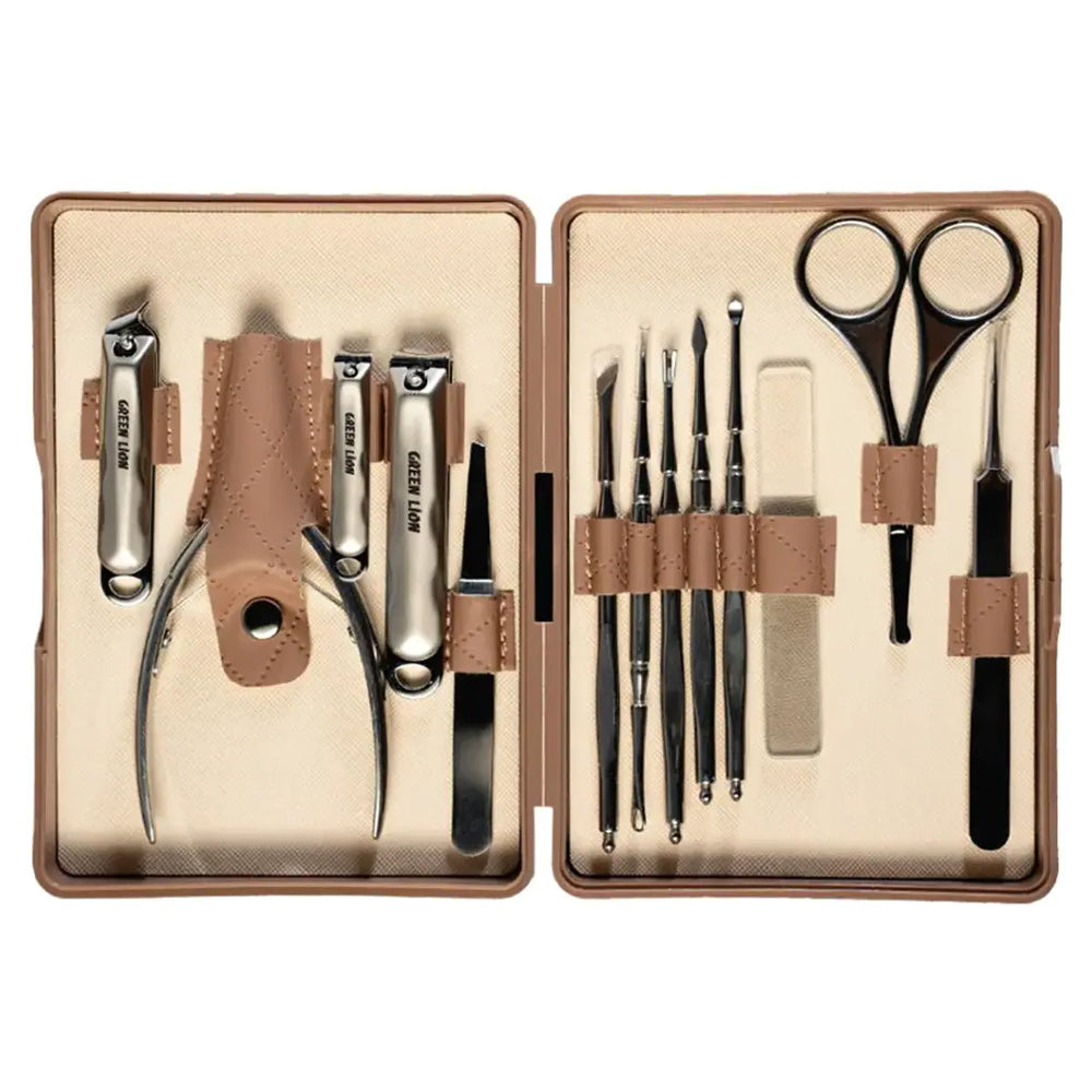 Green Lion 13in1 Manicure Kit GN13PCMNCRBR - Brown