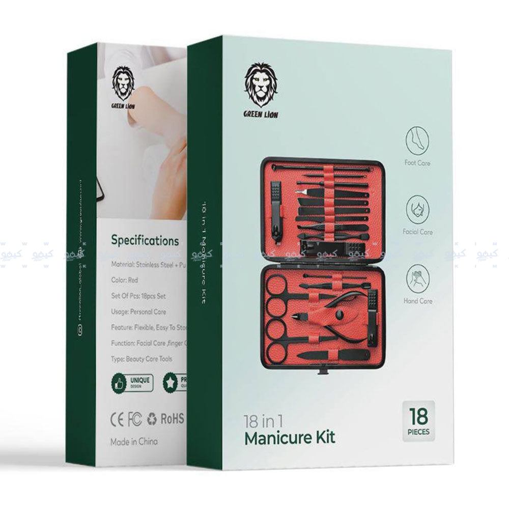 مجموعة مانيكير 18 في 1 جرين ليون GNMTRVL18BK