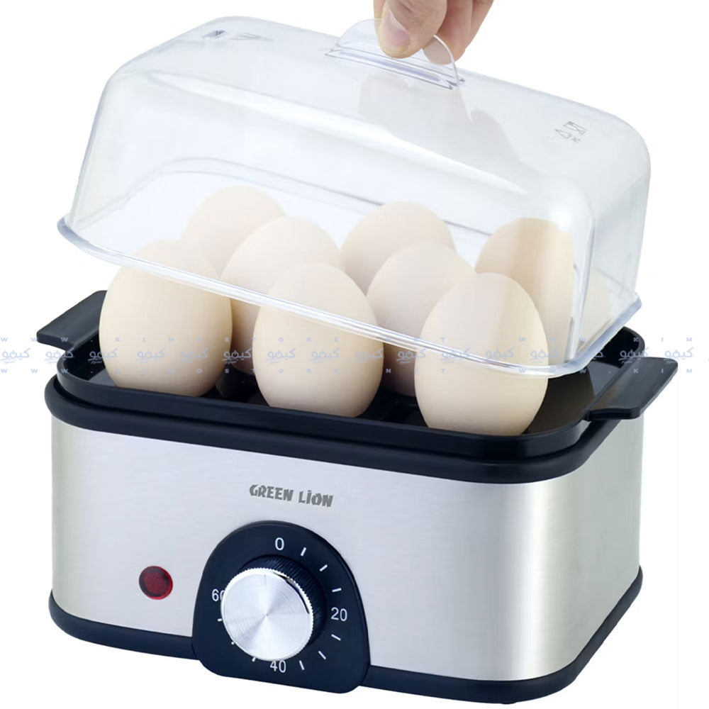 جهاز طهي البيض والخضروات بثلاث طبقات جرين ليون 500 وات GN3TREGGCKGY - رمادي