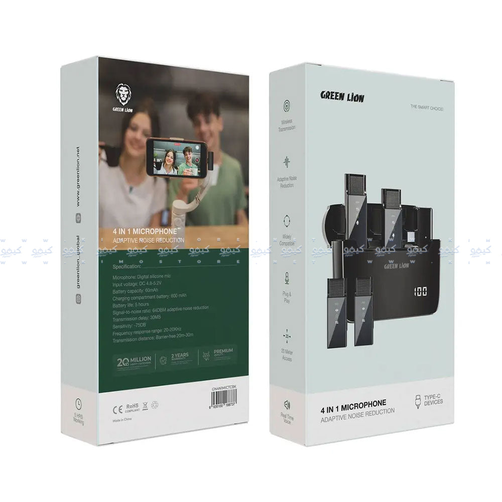 Green Lion GN4N1MICTCBK Type-C Quad Channel Wireless Microphone System
