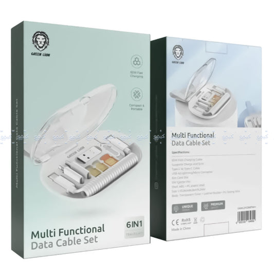 Green Lion GNMLDTCBSETWH 6in1 Multi-Functional Cable Set 65W Fast Charging - White