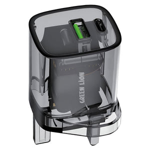 Green Lion GNTRWC33WBK Transparent Wall Charger PD Type-C + USB 33W Fast Charging (UK Plug)