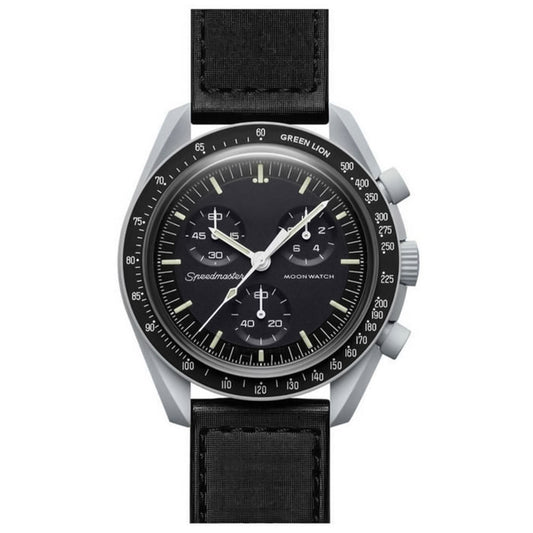 Green Lion Moon Smart Watch Plastic Case With Black Strap
