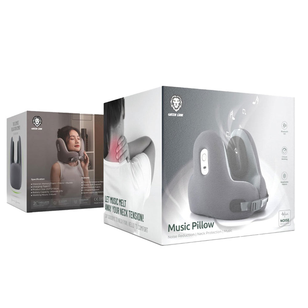 Green Lion Music Travel Neck Pillow GNMUPILLWGY - Gray