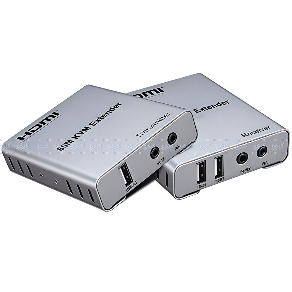 موصل HDMI KVM بطول 60 متر لكابل Lan مع Audio 