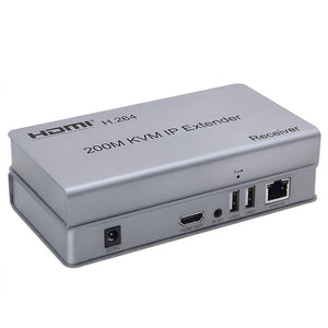 موصل يو اس بي + HDMI بطول 200 متر لكابل Lan KVM Lp CAT5/5E/6/6A/7