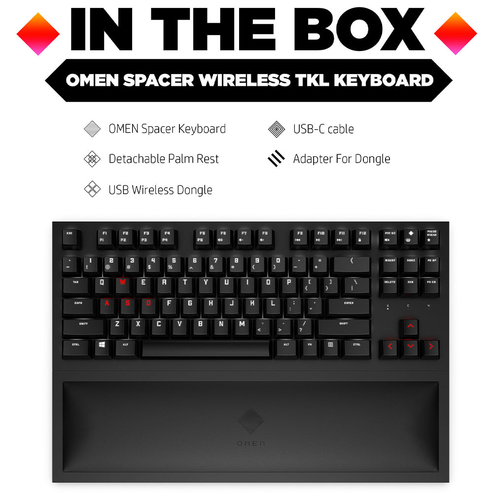 كيبورد اتش بي اومين لاسلكي جيمنج سويتش بني Cherry MX إنجليزي Spacer TKL