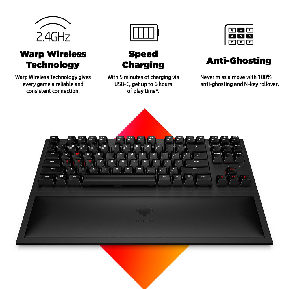 كيبورد اتش بي اومين لاسلكي جيمنج سويتش بني Cherry MX إنجليزي Spacer TKL