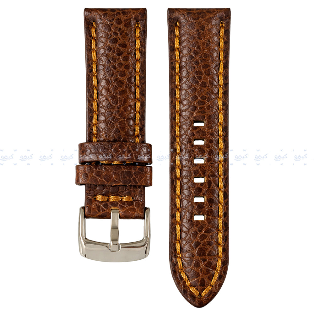 Hand Made Leather Stainless Buckle Watch Strap (22mm) - Brown