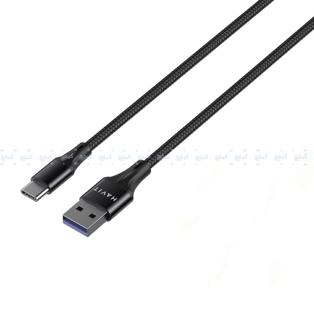 كابل شاحن موبايل هافيت VOOC يو سي بي إلى تايب سي بقوة 5.0 أمبير شحن سريع 1 متر HV-CBX001 