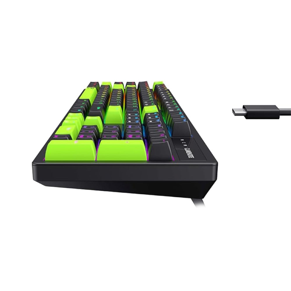كيبورد هافيت سلكي سويتش ازرق RGB جيمنج إنجليزي وعربي KB893L - أسود x أخضر