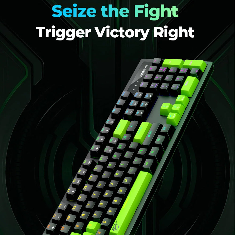 كيبورد هافيت سلكي RGB جيمنج إنجليزي وعربي KB893L - أسود x أخضر