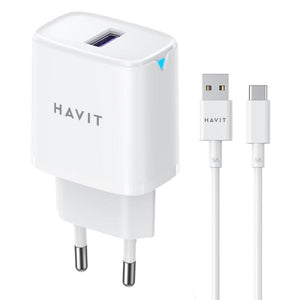 Havit ST922 Wall Charger Type-C Cable 22.5W Fast Charging - White