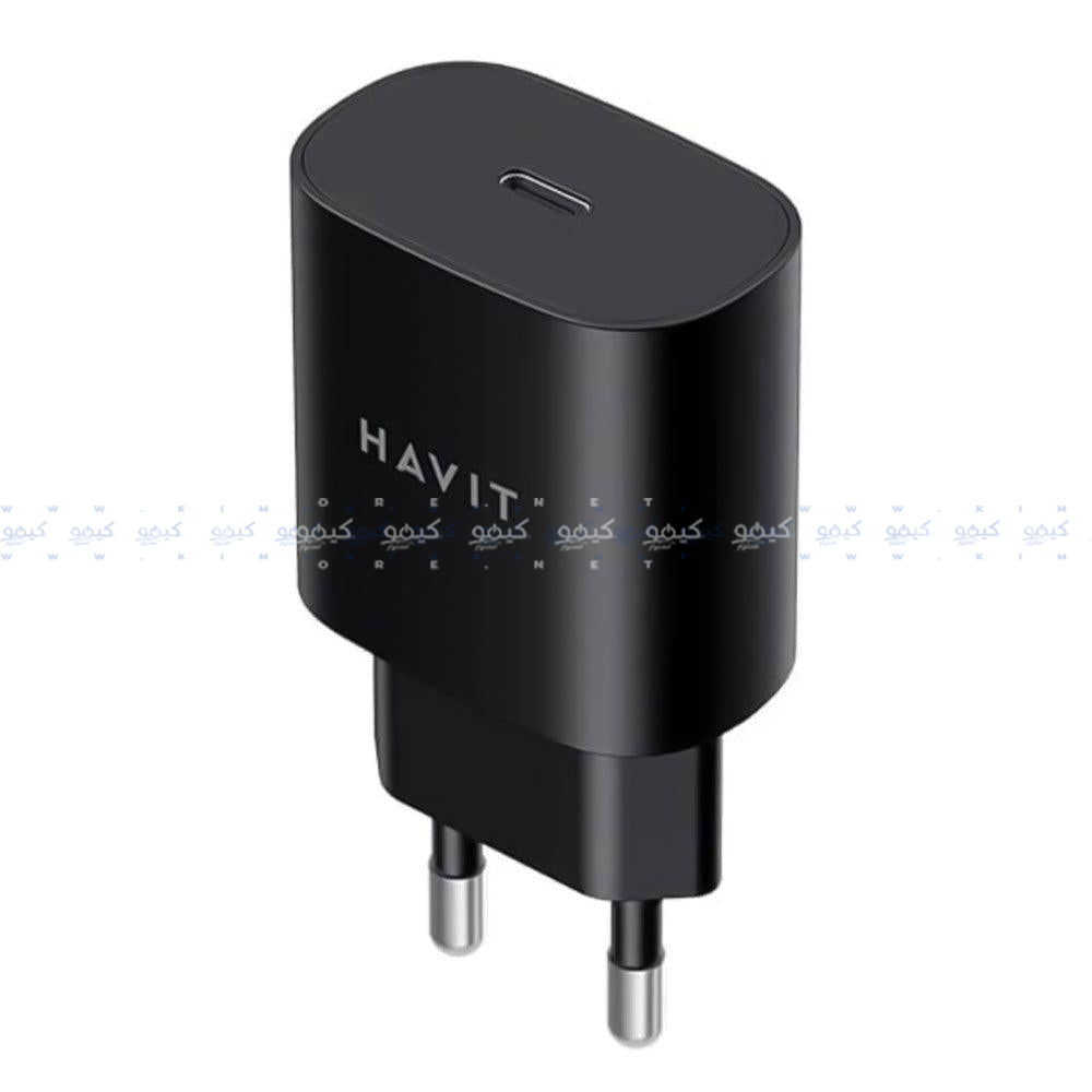 شاحن حائط هافيت بمنفذ تايب سي بقوة 25 وات شاحن سريع UC25W - أسود