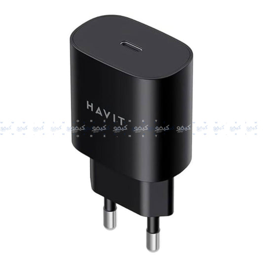 شاحن حائط هافيت بمنفذ تايب سي بقوة 25 وات شاحن سريع UC25W - أسود