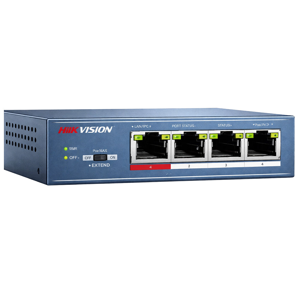 Hikvision DS-3E0105P-E Unmanaged Desktop Switch 4 Ports PoE 10/100Mbps + 1 Port 10/100Mbps Uplink 58W