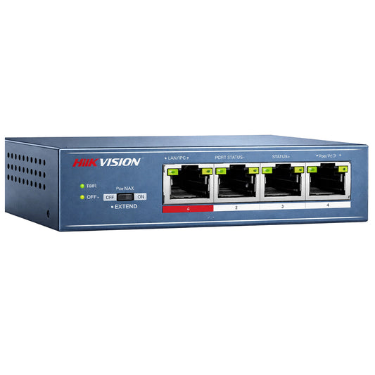 سويتش هيكفيجن 4 منافذ 100/10 ميجابت/ثانية PoE + منفذ 100/10 ميجابايت/ثانية 58 وات DS-3E0105P-E Unmanaged Desktop Uplink  Desktop