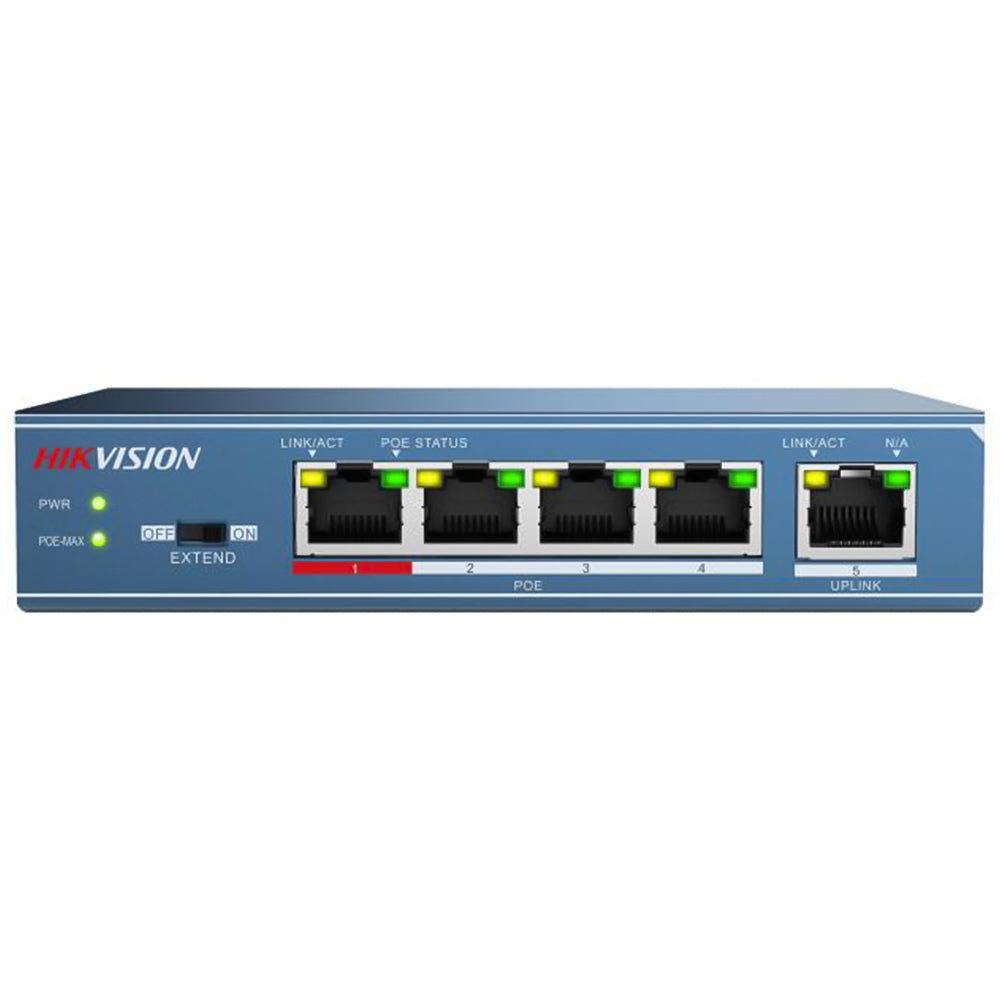 Hikvision DS-3E0105P-E Unmanaged Desktop Switch 4 Ports PoE 10/100Mbps + 1 Port 10/100Mbps Uplink 58W
