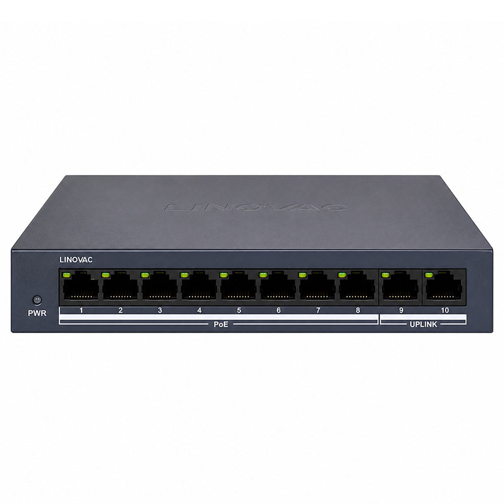 سويتش هيكفيجن 8 منافذ 100/10 ميجابت/ثانية PoE + منفذين 100/10 ميجابايت/ثانية 60 وات Uplink DS-3E0110MP-E/M Unmanaged Desktop
