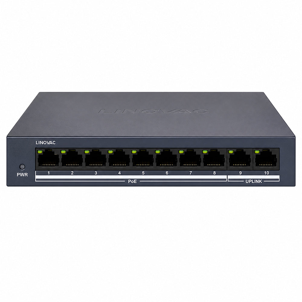سويتش هيكفيجن 8 منافذ 100/10 ميجابت/ثانية PoE + منفذين (RJ45) 100/10 ميجابايت/ثانية 60 وات Uplink DS-3E0110MP-E/M Unmanaged Desktop