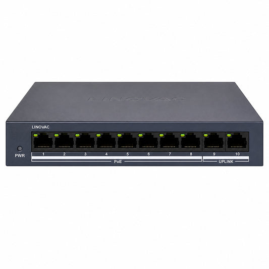 سويتش هيكفيجن 8 منافذ 100/10 ميجابت/ثانية PoE + منفذين (RJ45) 100/10 ميجابايت/ثانية 60 وات Uplink DS-3E0110MP-E/M Unmanaged Desktop
