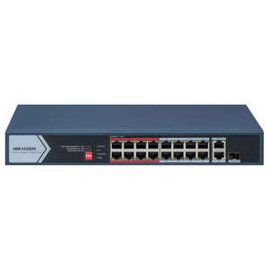 Hikvision DS-3E0318P-E/M(C) Unmanaged Rackmount Switch 16 Ports PoE 10/100Mbps + 1 Ports RJ45 10/100/1000Mbps + 1 Ports SFP 10/100/1000Mbps Combo 130W