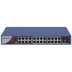 Hikvision DS-3E0326P-E/M(B) Unmanaged Desktop Switch 24 Ports PoE 10/100Mbps + 1 Port RJ45 10/100/1000Mbps + 1 Port SFP 10/100/1000Mbps Fiber Optical 230W
