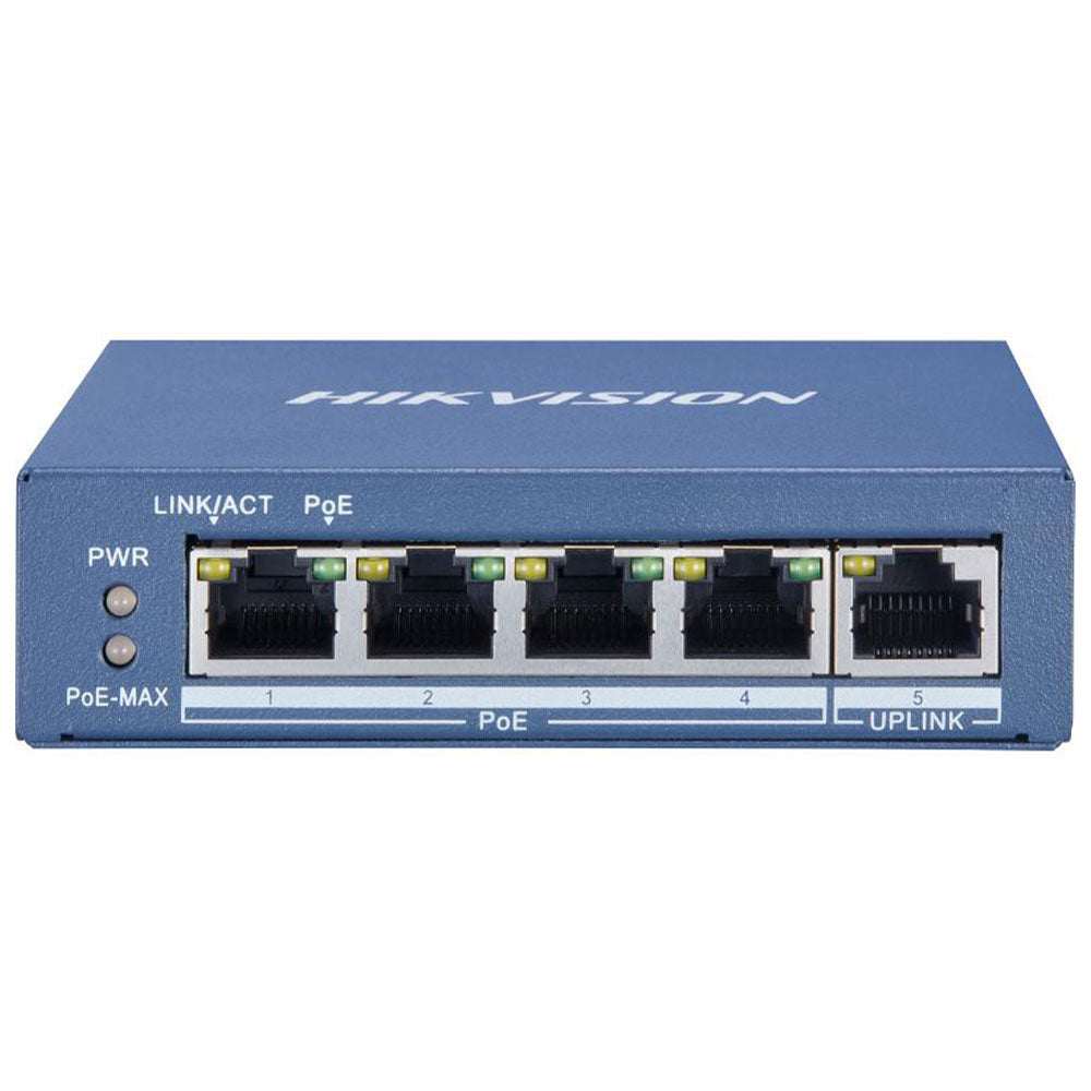 Hikvision DS-3E0505P-EM Unmanaged Desktop PoE Switch 4 Ports 101001000Mbps + 1 Port 101001000Mbps Uplink