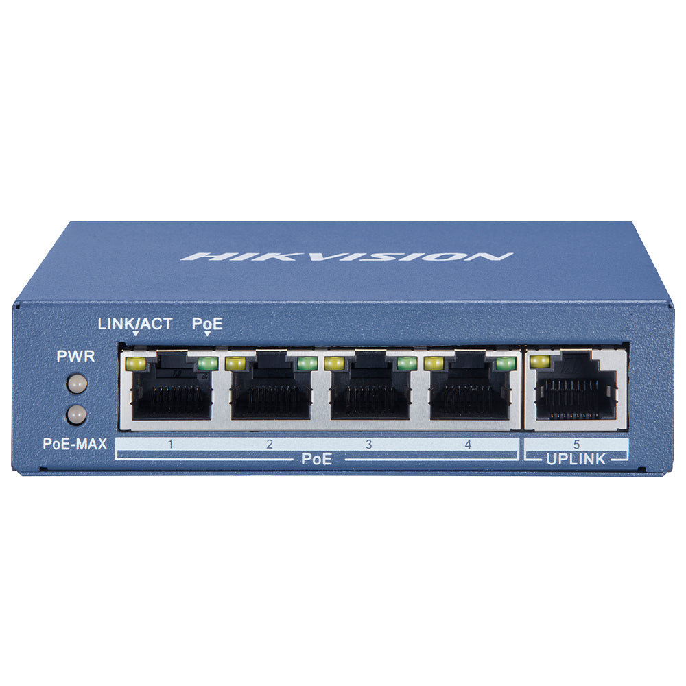 Hikvision DS-3E0505P-E/M Unmanaged Desktop Switch 4 Ports PoE 10/100/1000Mbps + 1 Port RJ45 10/100/1000Mbps Uplink