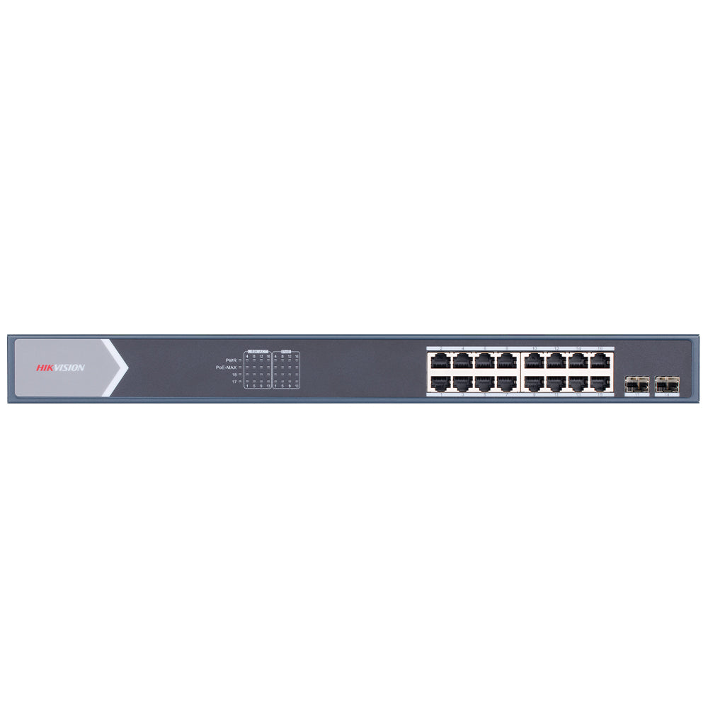 Hikvision DS-3E0518P-E/M Unmanaged Rackmount Switch 16 Ports PoE 10/100/1000Mbps + 2 Ports SFP 10/100/1000Mbps Fiber Optical 125W