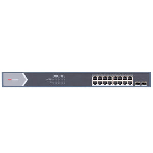 Hikvision DS-3E0518P-E/M Unmanaged Rackmount Switch 16 Ports PoE 10/100/1000Mbps + 2 Ports SFP 10/100/1000Mbps Fiber Optical 125W