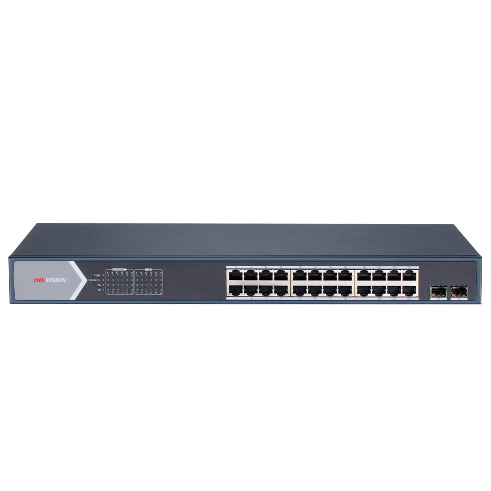 سويتش هيكفيجن 24 منفذ 10/100/1000 ميجابت في الثانية PoE + منفذين (SFP) 10/100/1000 ميجابت في الثانية فايبر اوبتكال 225 وات DS-3E0526P-E/M Unmanaged Rackmount