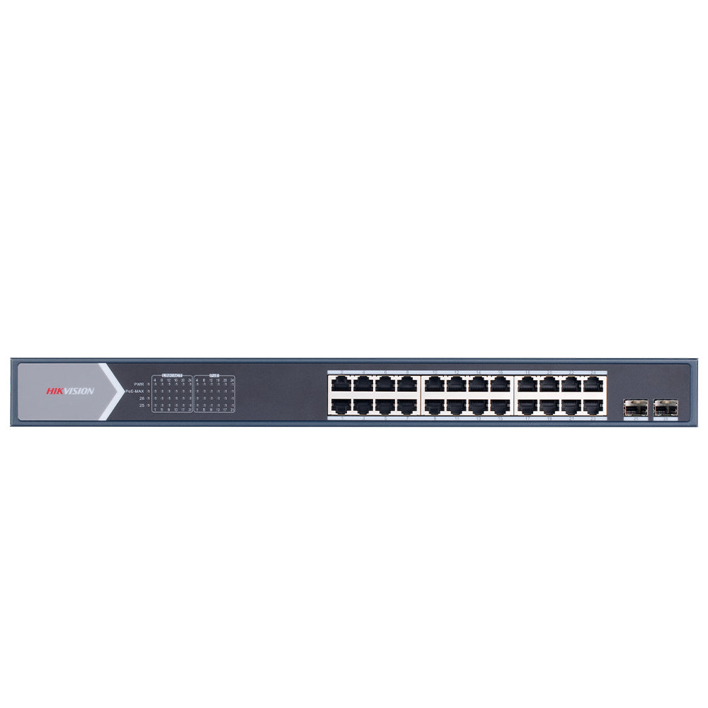 سويتش هيكفيجن 24 منفذ 10/100/1000 ميجابت في الثانية PoE + منفذين (SFP) 10/100/1000 ميجابت في الثانية فايبر اوبتكال 225 وات DS-3E0526P-E/M Unmanaged Rackmount