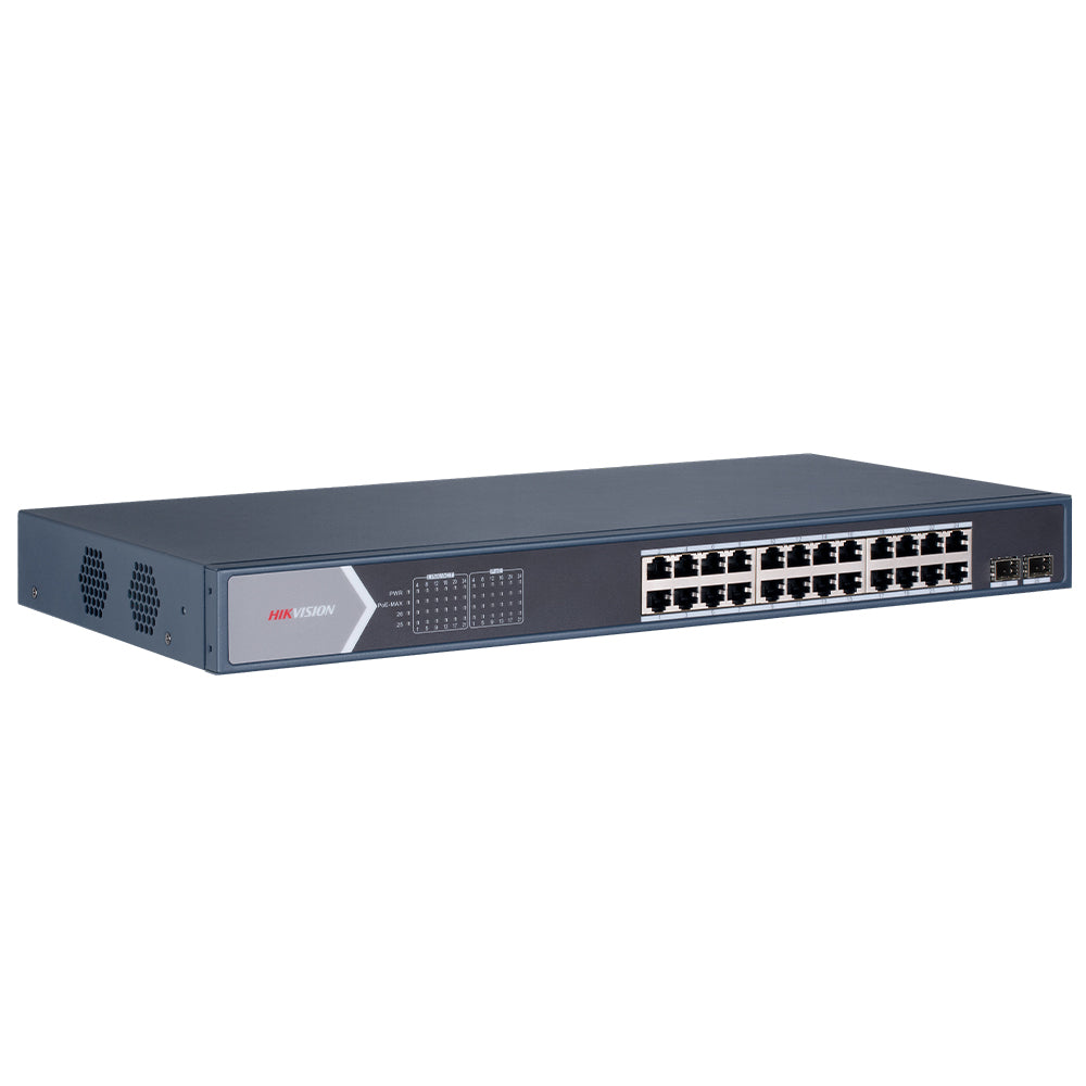 سويتش هيكفيجن 24 منفذ 10/100/1000 ميجابت في الثانية PoE + منفذين (SFP) 10/100/1000 ميجابت في الثانية فايبر اوبتكال 225 وات DS-3E0526P-E/M Unmanaged Rackmount