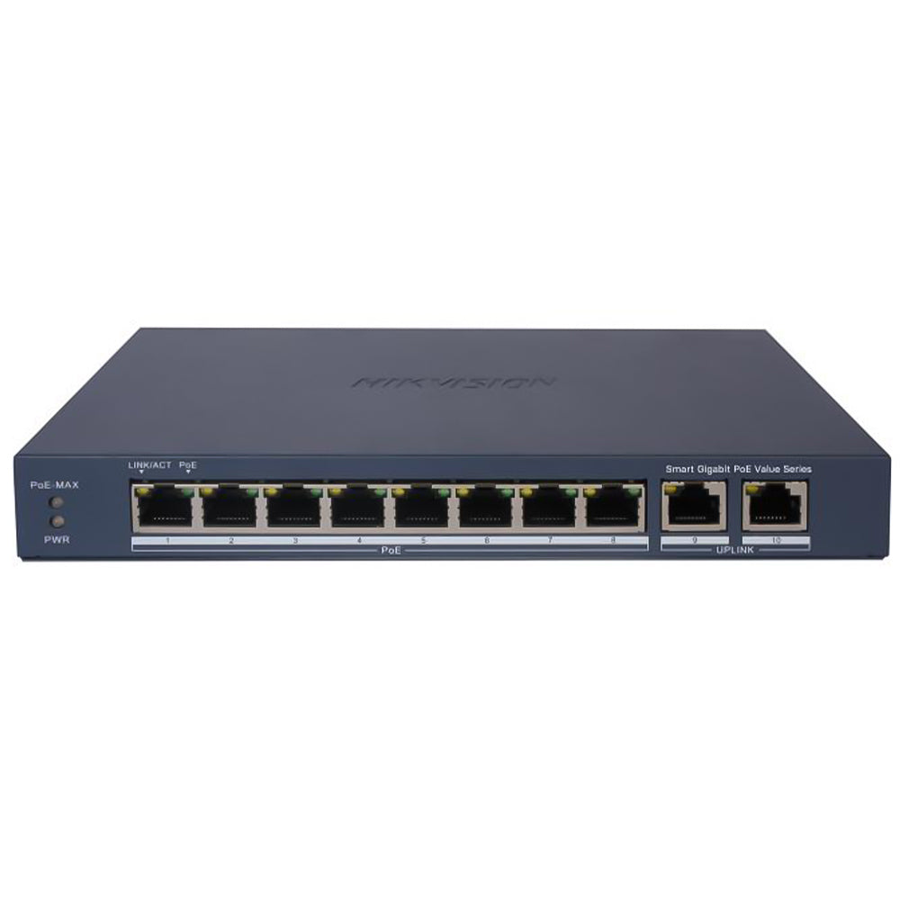 Hikvision DS-3E1510P-EI/M Smart Managed Desktop Switch 8 Ports PoE 10/100/1000Mbps + 2 Port RJ45 10/100/1000Mbps 60W