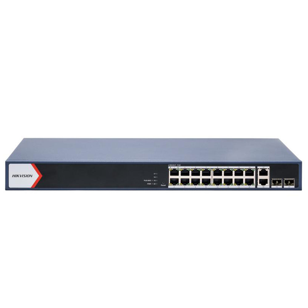 Hikvision DS-3E1520P-EI/M Smart Managed Rackmount Switch 16 Ports PoE 10/100/1000Mbps + 2 Ports RJ45 10/100/1000Mbps + 2 Ports 10/100/1000Mbps Fiber Optical 125W