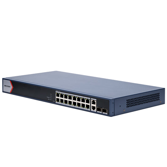 Hikvision DS-3E1520P-EI Smart Managed Rackmount Switch 16 Ports PoE 10/100/1000Mbps + 2 Ports RJ45 10/100/1000Mbps + 2 Ports 10/100/1000Mbps Fiber Optical 230W