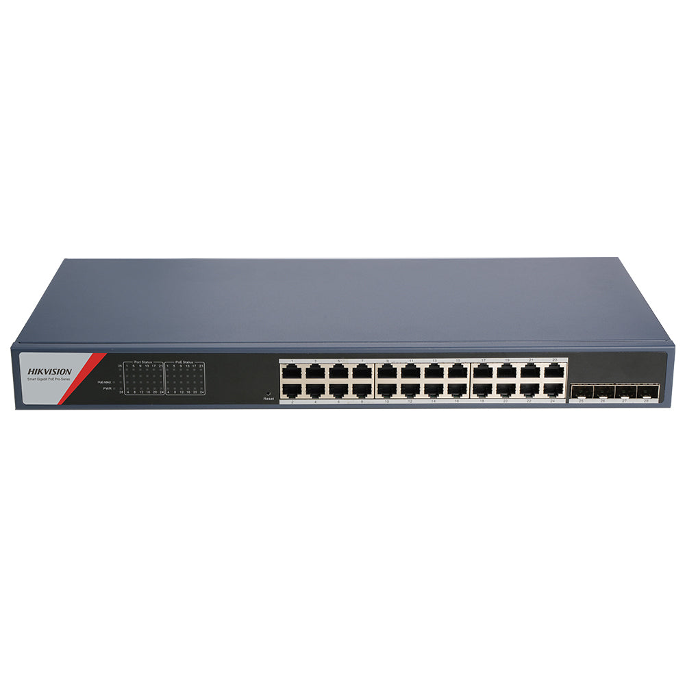 سويتش هيكفيجن 24 منفذ 10/100/1000 ميجابت في الثانية (PoE) + 4 منافذ SFP 10/100/1000 ميجابت في الثانية فايبر اوبتيكال 370 وات DS-3E1528P-SI-24P4F Managed Rackmount