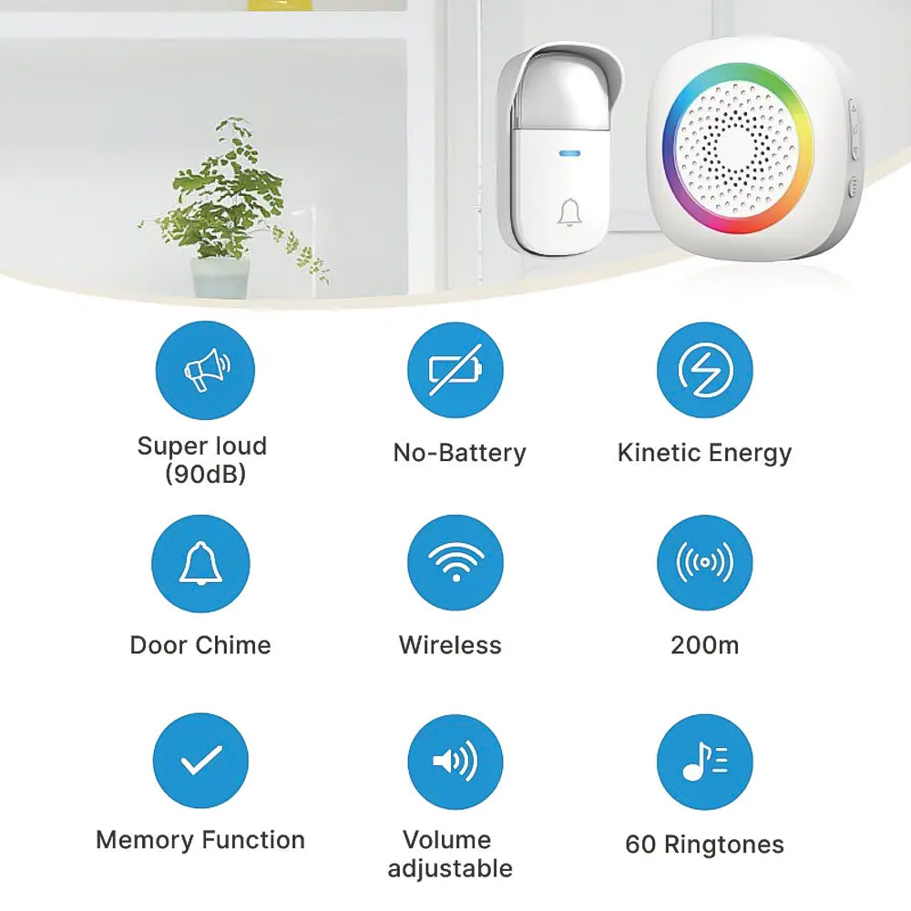 جرس باب هيكفيجن Kinetic لاسلكي 