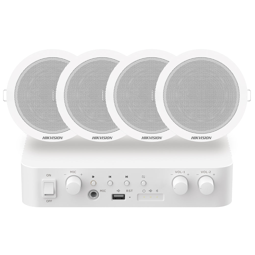 Hikvision DS-QAE1KA80206-4 Amplifier With 4 Ceiling Speaker Hybrid Audio Kit
