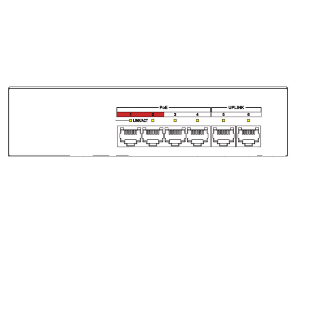 Hikvision DS-XS06-P Unmanaged Desktop Switch 4 Ports PoE 10/100Mbps + 2 Ports RJ45 10/100Mbps