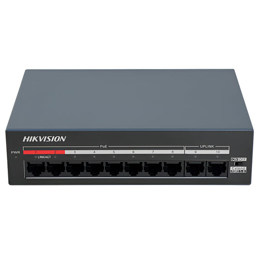 Hikvision DS-XS10-P Unmanaged Desktop Switch 8 Ports PoE 10/100Mbps + 2 Ports RJ45 10/100Mbps