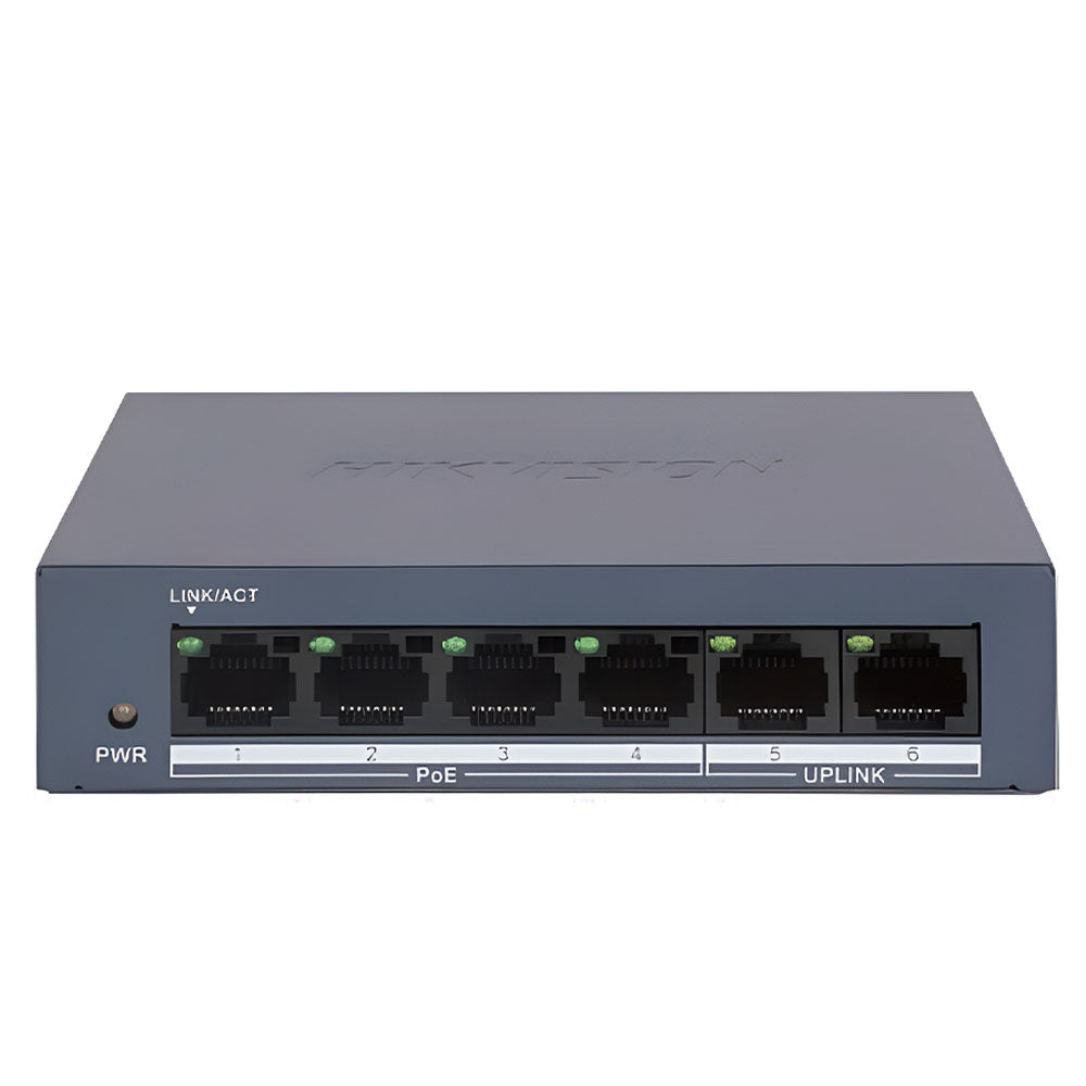 Hikvision Switch DS-3E0106MP-E/M Unmanaged Desktop PoE 4 Port 10/100Mbps + 2 Port 10/100Mbps Uplink