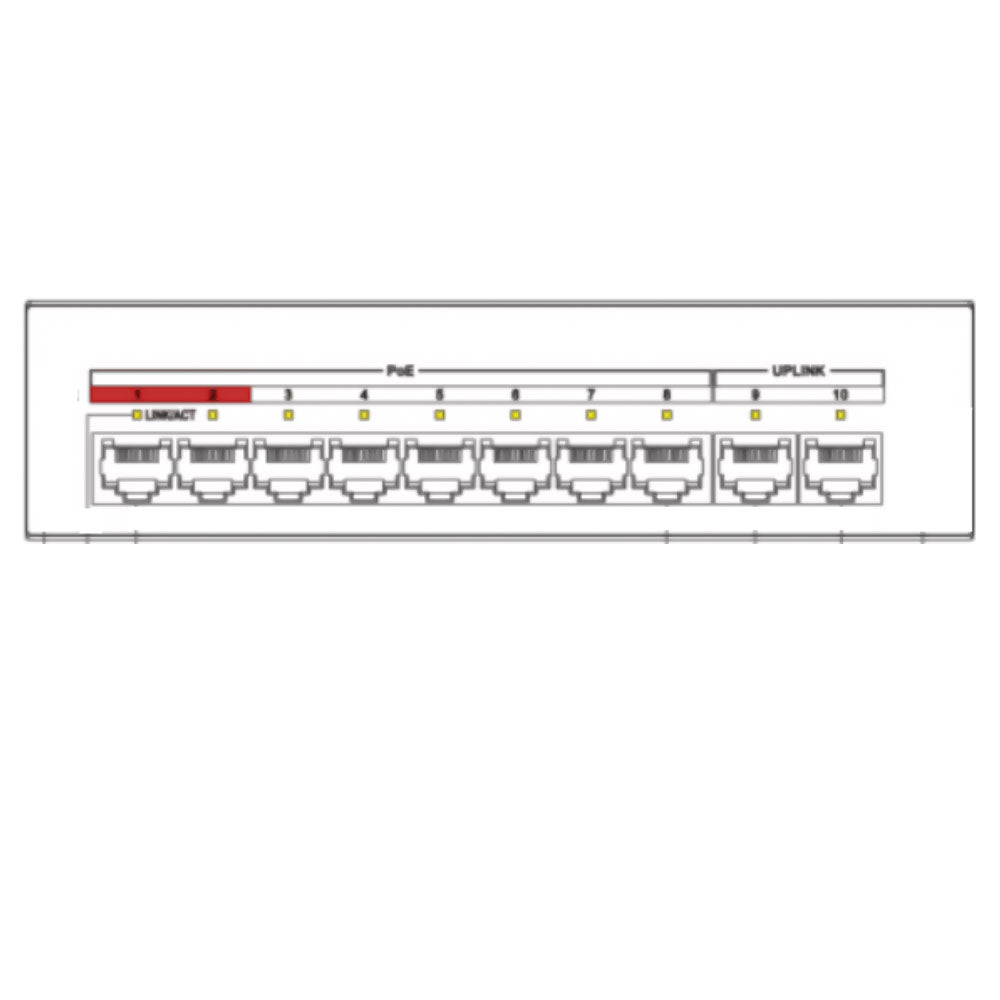 Hikvision DS-XS10-P Unmanaged Desktop Switch 8 Ports PoE 10100Mbps + 2 Ports RJ45 10100Mbps