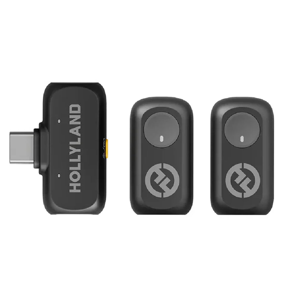 Hollyland LARK A1 Mini Duo Type-C 2.4GHz Dual Channel Wireless Lavalier Microphone System (Local Warranty) - Black