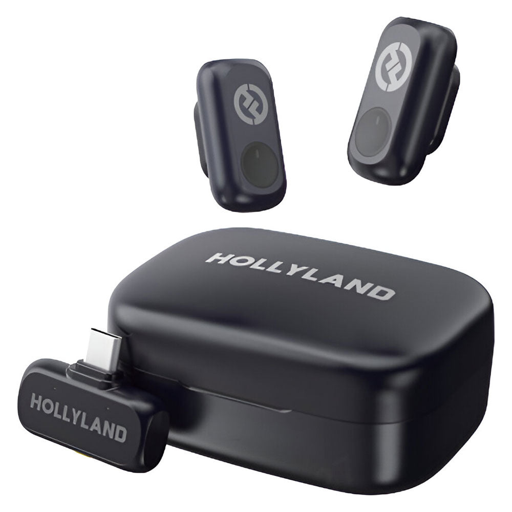 Hollyland LARK A1 Type-C 2.4GHz Dual Channel Wireless Lavalier Microphone System - Black