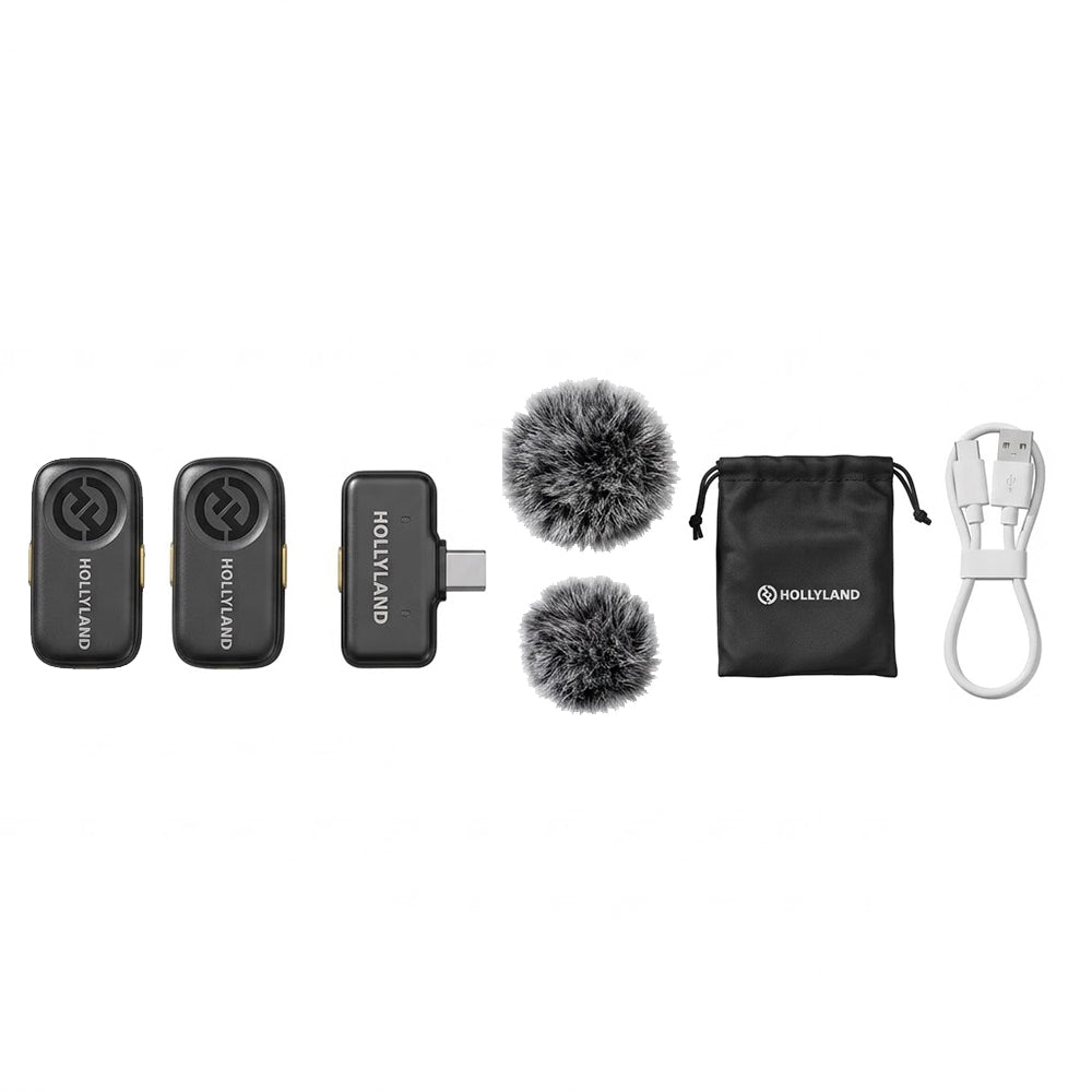 Hollyland LARK A2 Mini Duo Type-C 2.4GHz Dual Channel Wireless Lavalier Microphone System - Space Gray