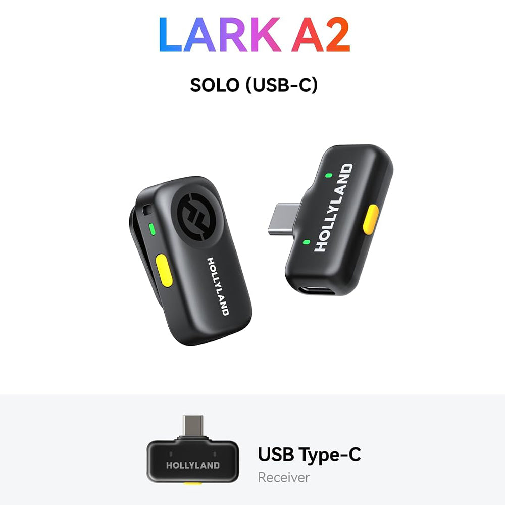 نظام ميكروفون هولي لاند لاسلكي بمشبك بمنفذ تايب سي LARK A2 Solo - رمادي