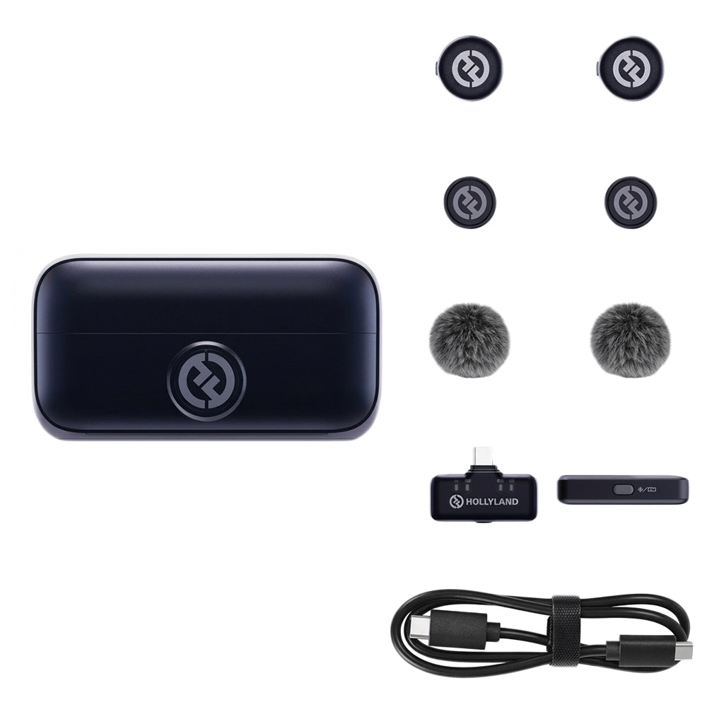 Hollyland LARK M3 Combo 2In1 2.4GHz Quad Channel Wireless Lavalier Microphone System - Space Gray
