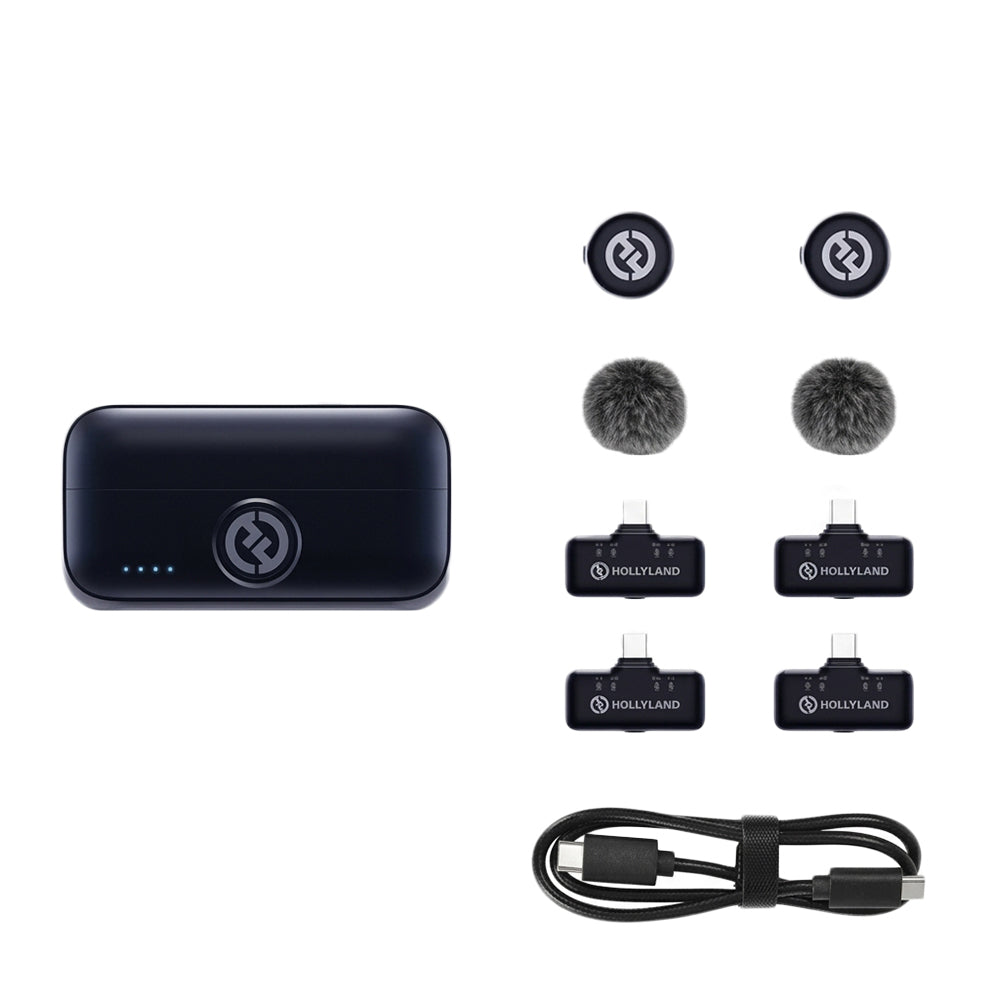 Hollyland LARK M3 Combo 4x Type-C 2.4GHz Dual Channel Wireless Lavalier Microphone System - Space Gray